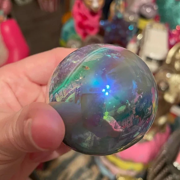 Aura sphere with druzy and pretty agate banding - Picture 9 of 15